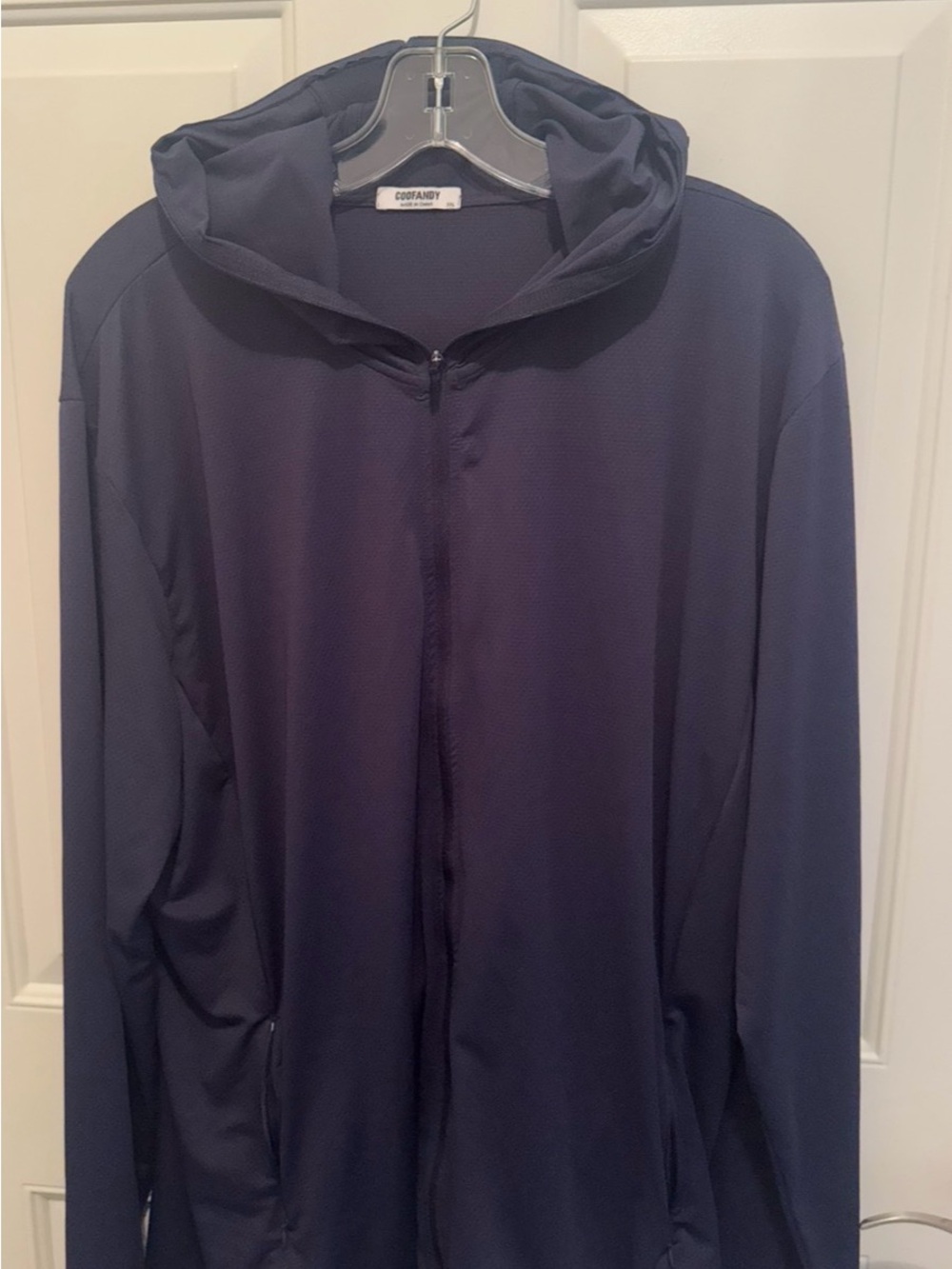Codfandy Men's Navy Lightweight Hooded Shirt Jacket-2 XL